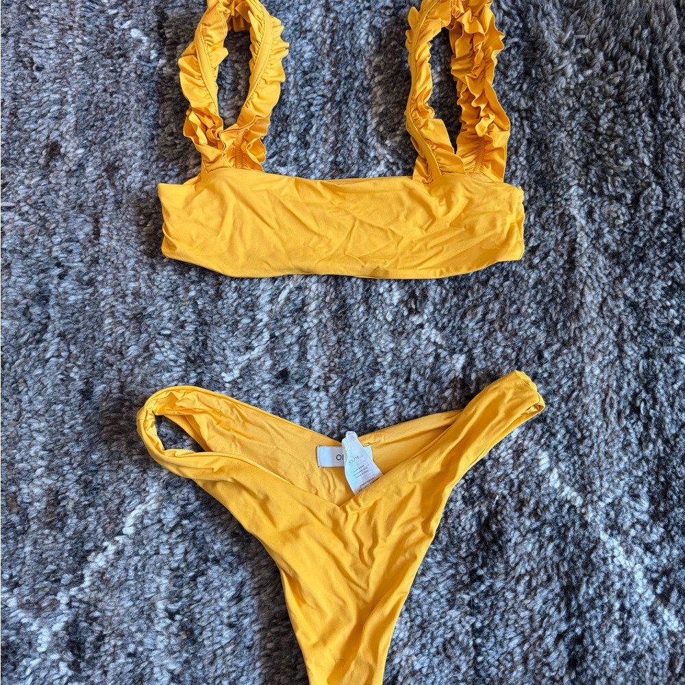 Onia Yellow Ruffled Bikini Set